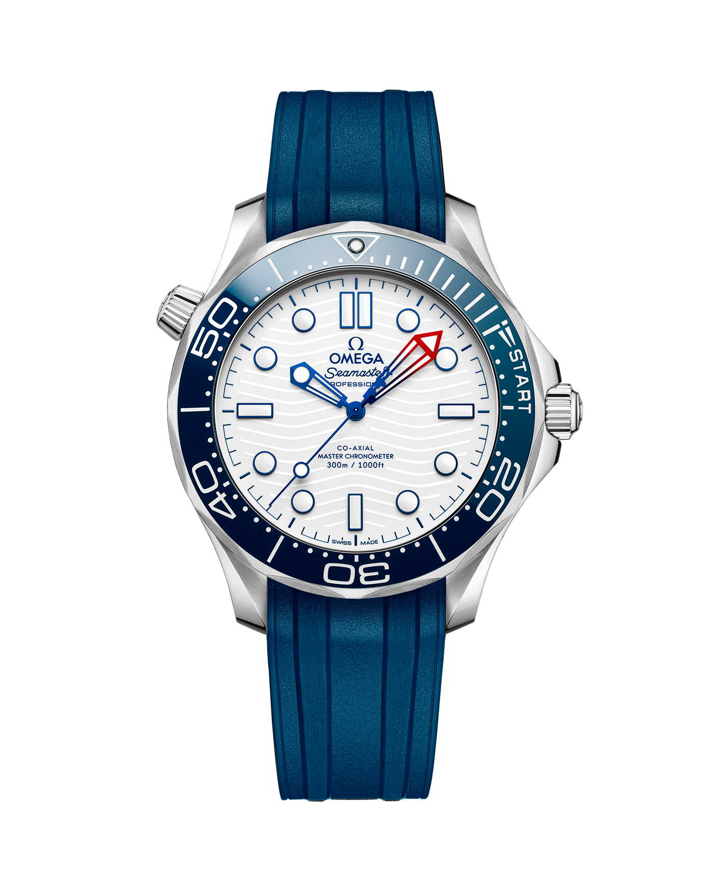 Seamaster Diver 300M (42 mm, aço em bracelete de borracha) +Caixa e Certificado